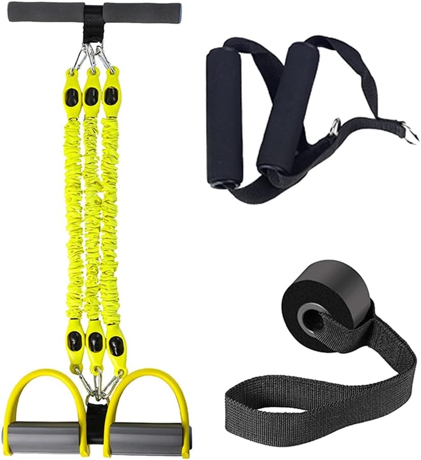 Pedal Resistance Band Set Break-Proof Strength Adjustable Non-Slip Pedal Muscle Workout Chest Expander Home Gym (Color : White-Dinosaur Doodle4, Size : 1set)