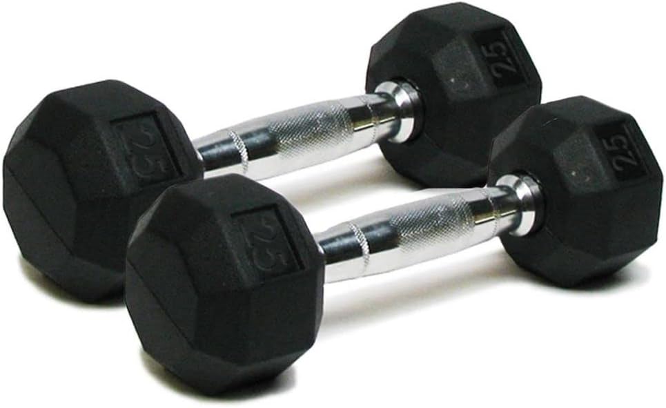 Dumbbells Hand Weights Set of 2 - Rubber Chrome Handle Exercise & Fitness Dumbbell for Home Gym Equipment Workouts Strength Training Free Weights for Women, Men