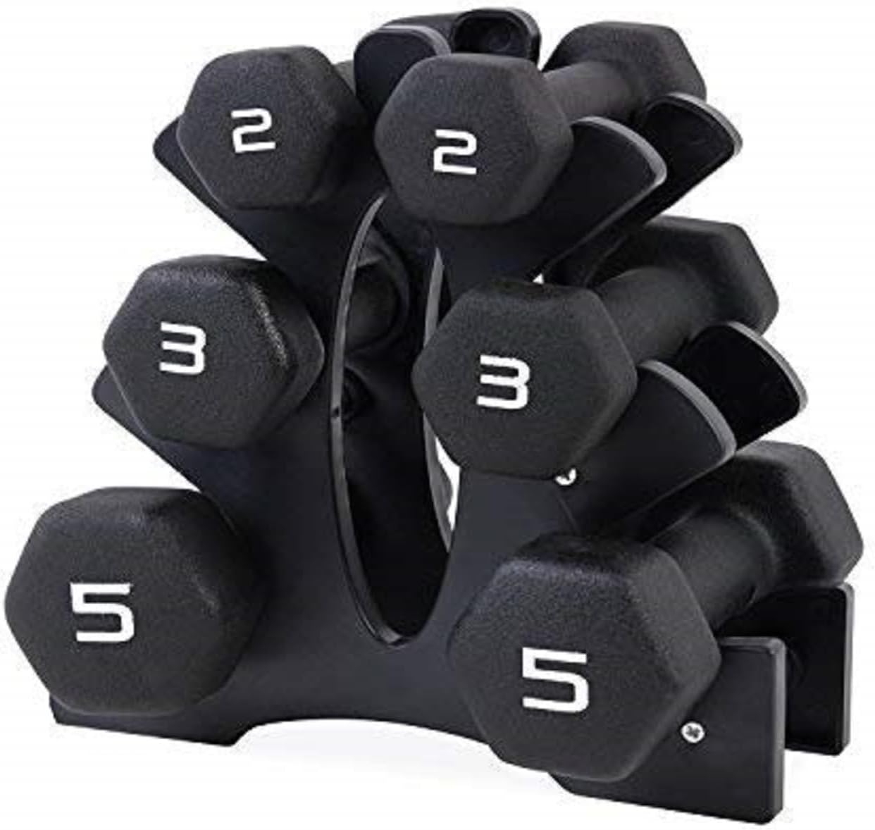 Barbell 32 LB Set of Neoprene Dumbbells with Rack