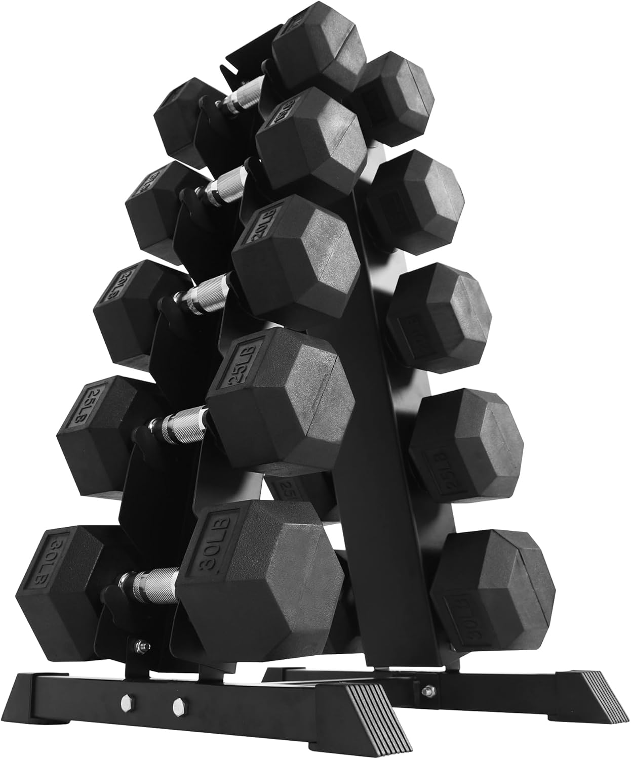 Premium Rubber Coated Hex Dumbbell Weight Set and Storage Rack, Multiple Packages