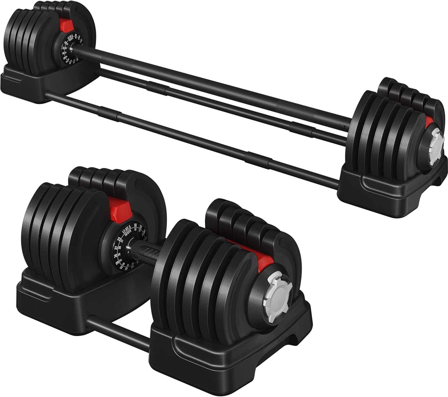 Adjustable Dumbbell Set Free Weight Dumbbells 40lbs/52.5lbs/90lbs Fast Adjust Dumbbells Dumbbell Weight Set, with Tray for Men/Women Strength Training Equipment
