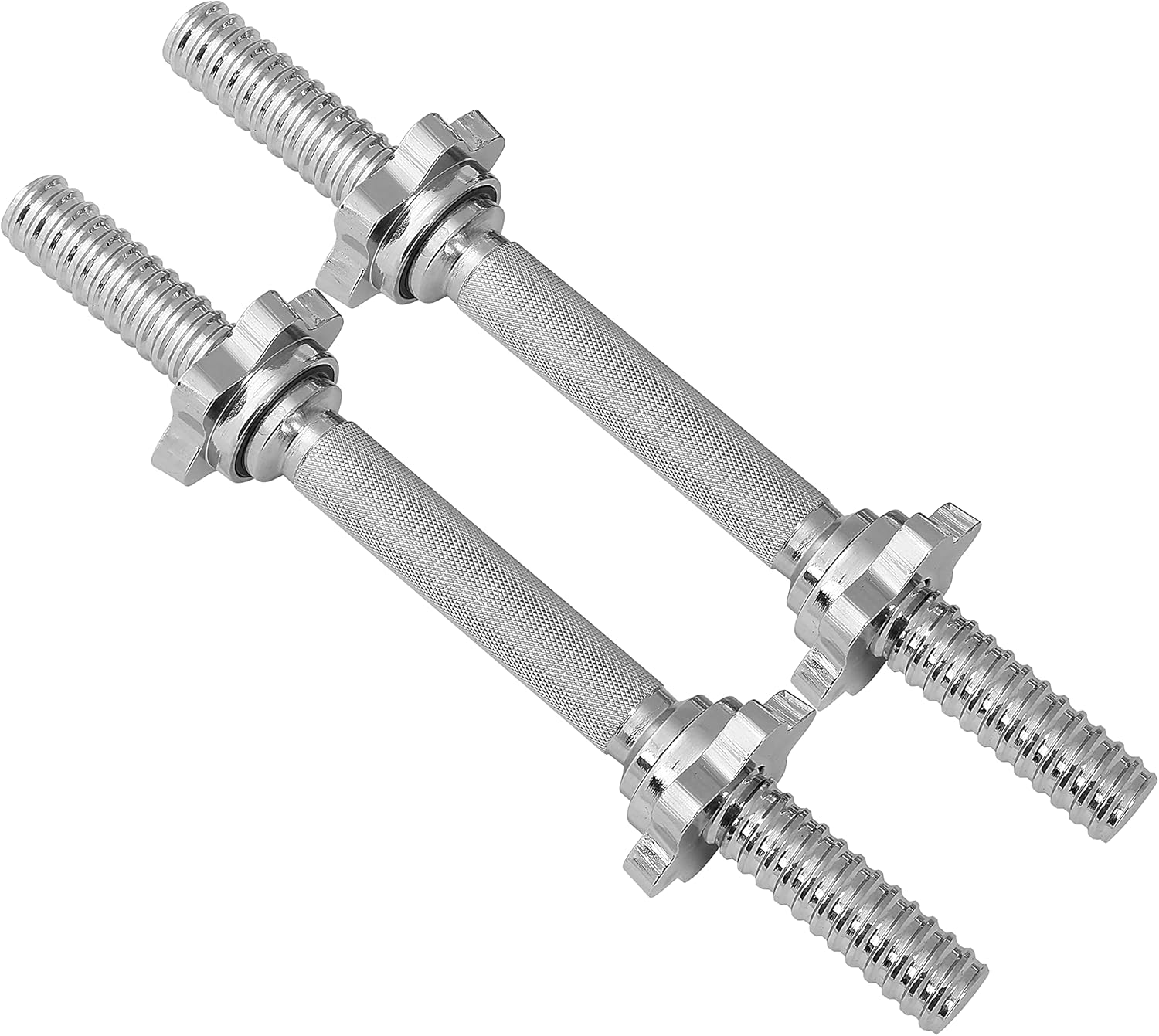 Threaded Dumbbell Handles, Set of 2, with Star Collars, Fits 1” Standard Plates