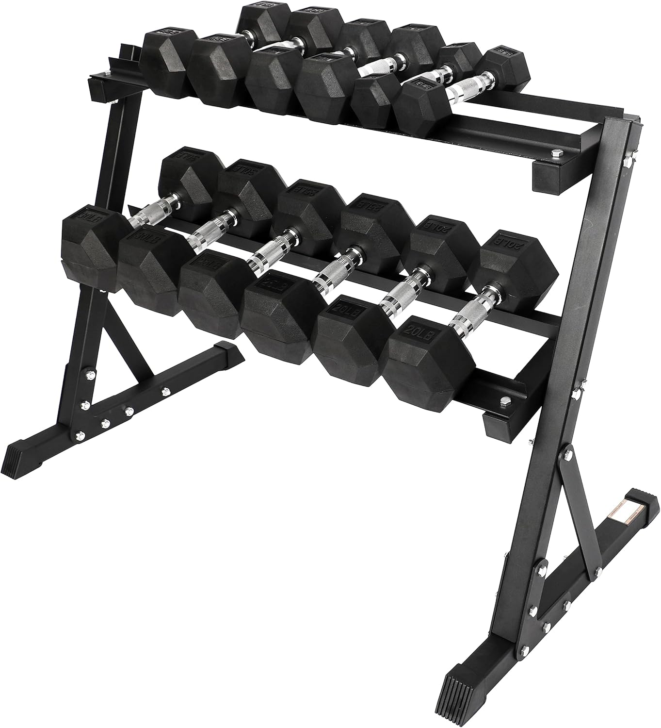 Premium Rubber Coated Hex Dumbbell Weight Set and Storage Rack, Multiple Packages