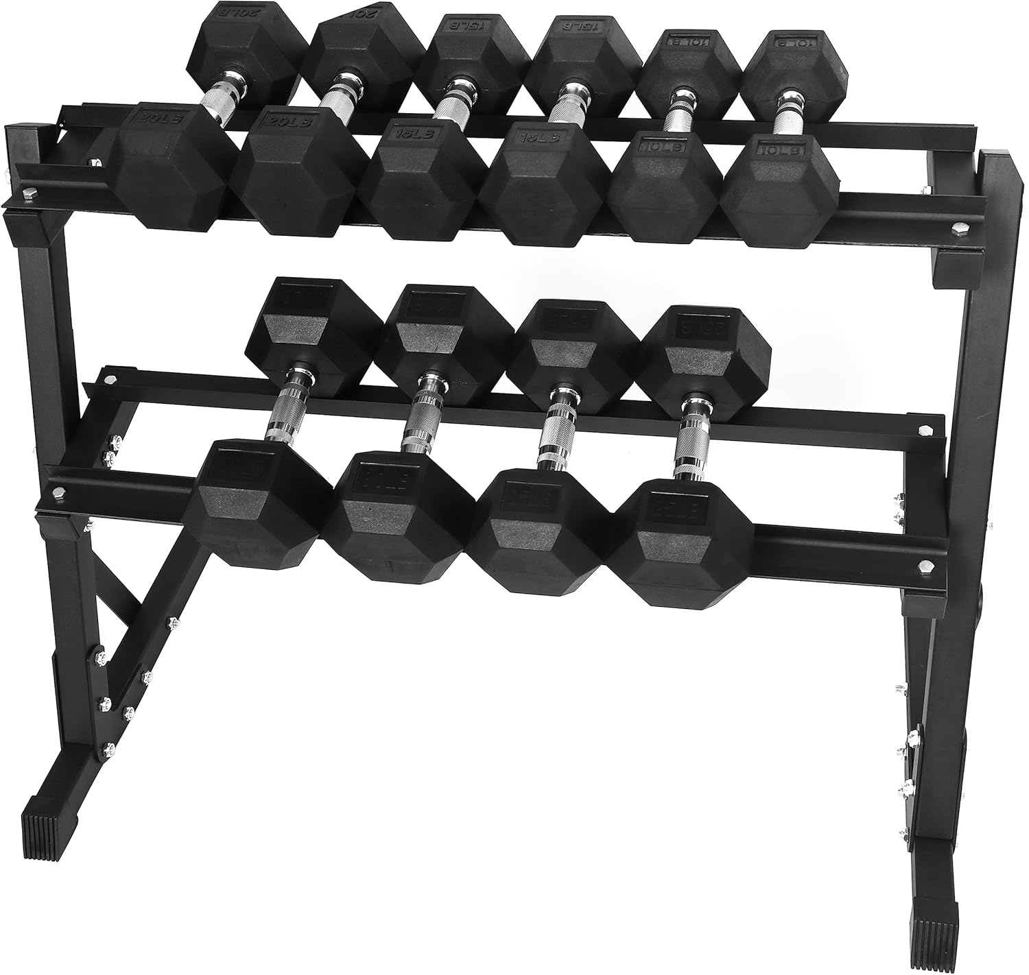 Premium Rubber Coated Hex Dumbbell Weight Set and Storage Rack, Multiple Packages